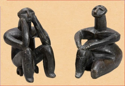 The Thinker and the Sitting Woman. Hamangia culture, Romania, 7000 - 6600 years ago.